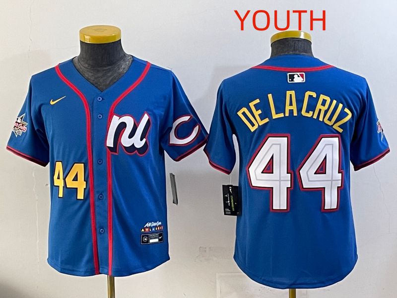 Youth 2025 Cincinnati Reds #44 De Lacruz Blue All star Nike MLB Jersey style 02->youth mlb jersey->Youth Jersey